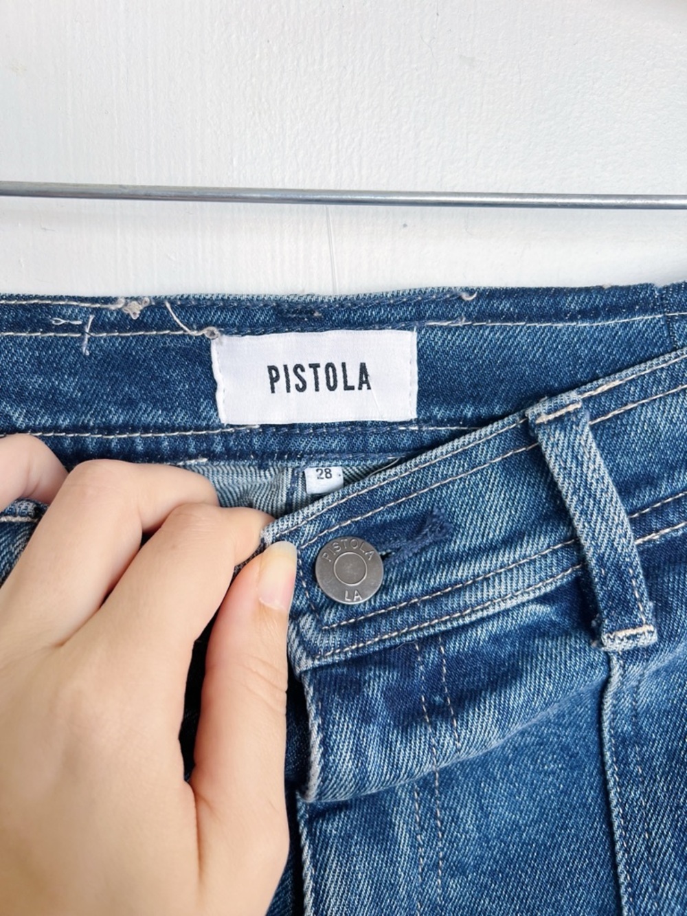 Pistola • Penny Utility High Rise Wide Leg jeans in Camden blue stretch curvy - Picture 4 of 11
